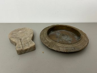 Marble Spoon Rest And Brass Bowl