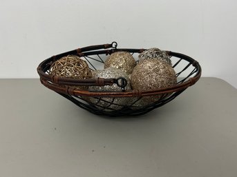 Wire Fruit Basketful Of Ornaments