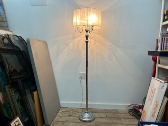 Chrome Floor Lamp With Glass Pendants