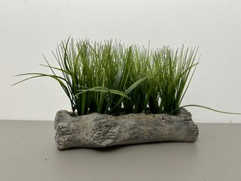 Faux Plant In Log Planter