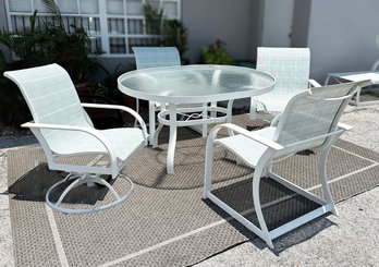 A Vintage Outdoor Mesh And Aluminum Dining Table And Set Of 4 Chairs By Winston