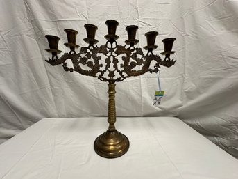 Vintage Brass Dragon 7 Candle Menorah