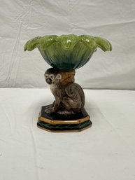 CIC RW Vintage Ceramic Monkey With Palm Compote Bowl