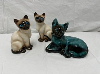 Porcelain Cats Including Enesco Pair