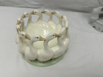 A Weiner Werkstatte Ceramic Geese Bowl And Ceramic Elephant