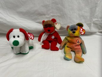 TY Beanie Bear Group 'Hawlidays' 'Baron' And 'peace'