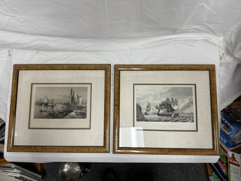 A Pair Of Framed Ship Etchings