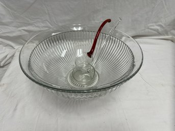 A Must Have Glass Punch Bowl With Two Ladles