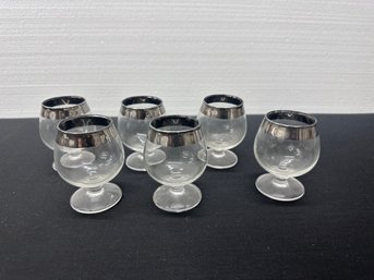 Ser Of Six Silver Rim Brandy Snifters