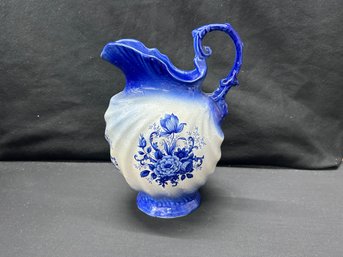 Large Ironstone Blue And White Pitcher