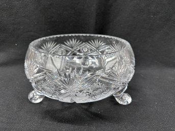 Three Footed Crystal Fruit Bowl