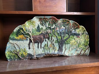 One Of A Kind Vintage Hand Painted Fungus! Pastoral Painting 28'