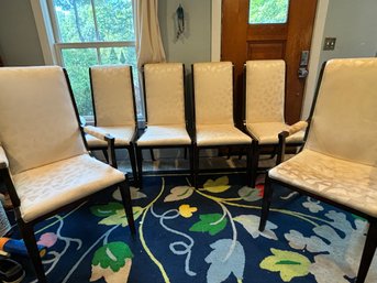 Mid Century Mastercraft, Bernhard Rohne Dining Room Chair Set In Acid Etched Brass Inlay