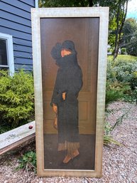 Silver Framed Hand Painted Wall Art Lady Kelly (Original Retail $2895.00!) 7' Tall!