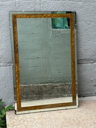 Art Deco Style Gold Burnished Solid Wood Mirror (Small Chip In Corner As Photo'd) 40' X 20'