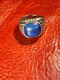 A Vintage Sterling Silver Ring With Lapis Stone