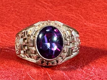 A 10K Gold Class Of 2003 Ring With Amethyst Tone