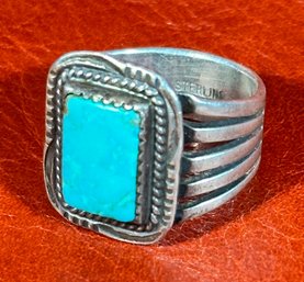 A Sterling Silver Ring With Turquoise Stone