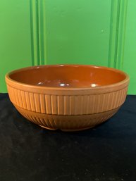 U.S.A. Hand Made Terra Cotta Salad Bowl Round Ribbed 12.5 Inches