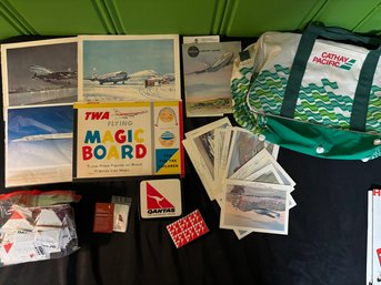 Vintage Airline Collectibles Including Pan Am & A Huge Heap Of Airline Pins