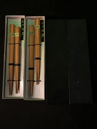 Two Sets Yakusugi Luxury Chopsticks Couple Rest Square