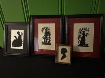 Vintage Silhouette Paper Cuts In Gorgeous Frames Including 1930s 11'x 14', 8' X 10', 4' X 6'