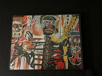 Basquiat Pop Art Reproduction Print 'Philistines' In Glass Format Frame 8' X 10'