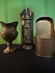 Early 20th Century Brass Collection Including Umbrella Stand &  Ash Container