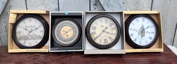 203. Assorted Battery Operated Wall Clocks (4) New York London