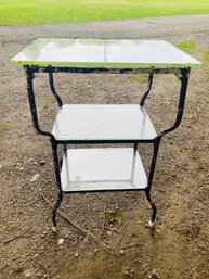 Antique Medical Table-metal With Thick Glass