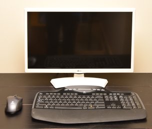 LG Monitor With Wireless Logitech Keyboard And M705 Mouse