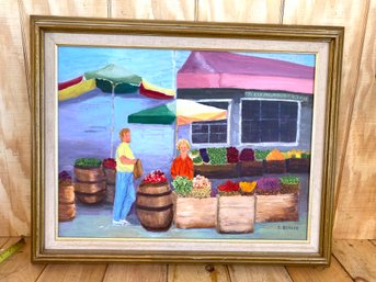 I.Berger Signed Fruit-stand Bodega Painting