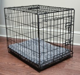 Black Metal Dog Crate With Custom-Made Decorative Fabric Cover