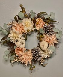 Large Foliage Wreath With Faux Flowers