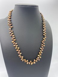 Copper Baroque Freshwater Pearl Necklace W/ 14k Gold Clasp