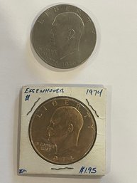 2 - Eisenhower Dollars.  1974 And 1976