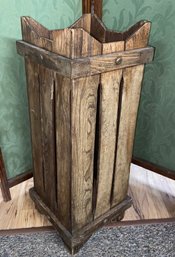 Mission Oak Wood Umbrella Stand 11x11x28