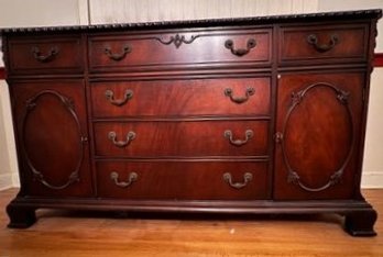 Beautiful Solid Mahogany Wood Buffet Cabinet, 6 Drawers, 2 Doors