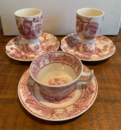 Royal Staffordshire Double Egg Cups & Saucers With Teacup And Saucer