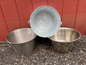 Lot Of (3) Metal Party Tubs - Perfect For Parties And Caterers
