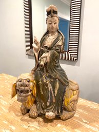 Carved Antique Chinese Guanyin Figure