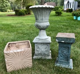 Pair Of Pillar Planter Pots And Stands