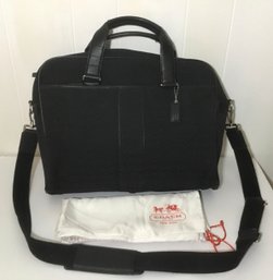 A34. Coach Black Canvas Travel Carrying Bag, Shoulder Strap.