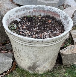 White C Concrete Planter, Pot