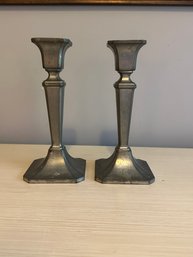 Pair Wallace Bros. Pewter Candlesticks