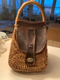 Wicker And Leather Handbag