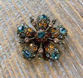 Rhinestone Joan Rivers Flower Brooch