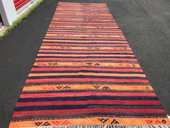 Vintage Kilim Hand Made RugRug, 4 Feet 8 Inch By 13 Feet 1 Inch