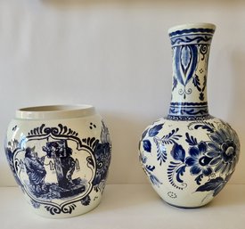 Two Vintage Delft Vases
