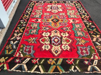 Flat Weave Colourful Rug, 9 Feet 8 Inch By 6 Feet 7 Inch